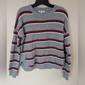 Madewell Westlake Striped Pullover Sweater In Coziest Yarn, Heather Gunmetal (S)